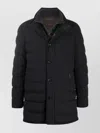 Moorer Padded Dark Blue Virgin Wool Parka With Stand-up Collar In Black