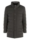 Moorer Long-sleeved Stand-collar Cotton Coat In Brown