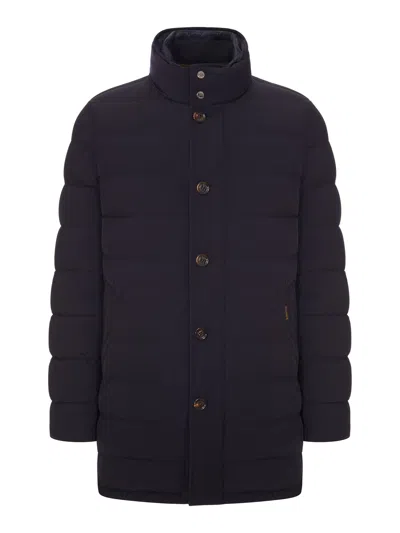 Moorer Calegari-kn Down Jacket In Quilted Technical Fabric In Blue