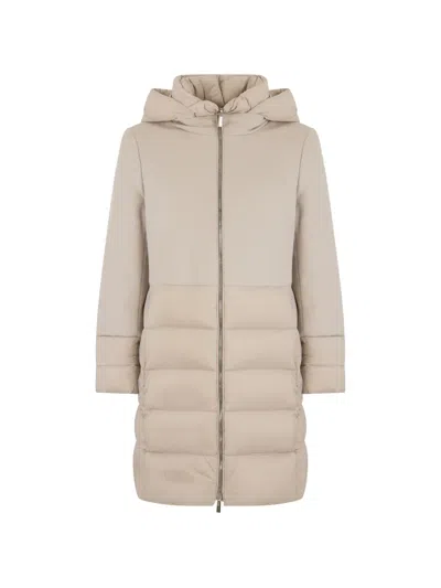 Moorer Calista-p Hooded-padded Coat In Neutral