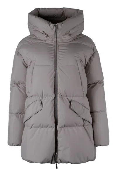 Moorer Calliope Hooded Short Down Jacket In Grey