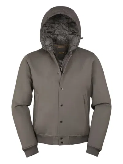 Moorer Callum-tz Hooded Button Jacket In Gray
