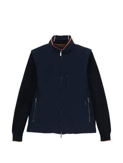 Moorer Camargo Knitted Detachable-sleeve Gilet In Blue