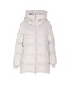 Moorer Hooded Quilted Jacket Zip Pockets In Silver