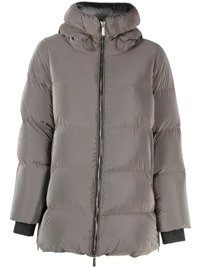 Moorer Padded Zip Up Coat In Brown