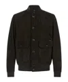 Moorer Brown Solid Mandarin Collar Jacket In Black