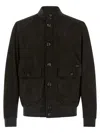 Moorer Brown Solid Mandarin Collar Jacket In Brown