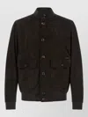 Moorer Brown Solid Mandarin Collar Jacket In Brown