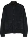 Moorer Blue Solid Mandarin Collar Jacket In Blue