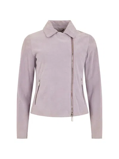 Moorer Carlottaur-p Perforated Jacket In Purple