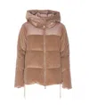 Moorer Quilted Velvet Hooded Jacket With Corduroy Panels In Brown
