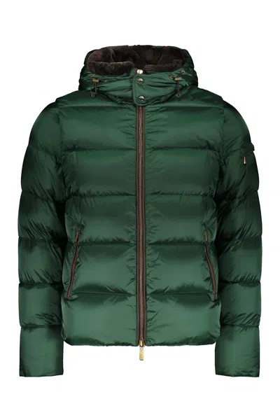 Moorer Casciano-fur-sh Hooded Down Jacket In Green