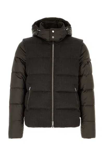 Moorer Casciano Quilted Down Jacket In Wool Blend With Stretch Shell In Black