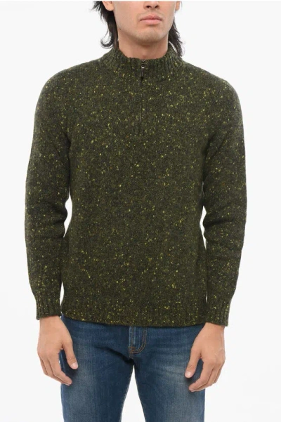 Moorer Cashmere Blend Fedro Pullover With Half Zip In Green