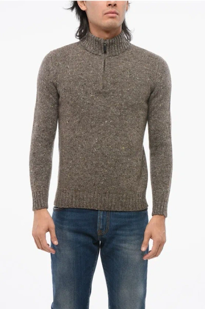 Moorer Cashmere Blend Fedro Pullover With Half Zip In Neutral