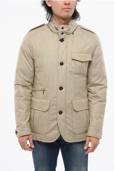 Moorer Cashmere Brueguel Down Jacket With Extractable Hood In Metallic