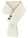 Moorer Twisted Mongolian Cashmere Scarf With Front Button Detail In Gold
