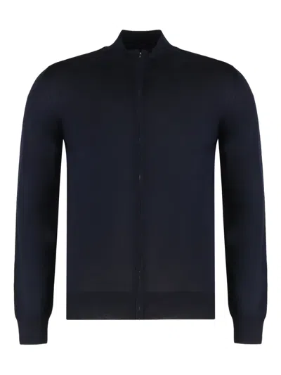 Moorer Casoni Zip-up Cardigan In Blue