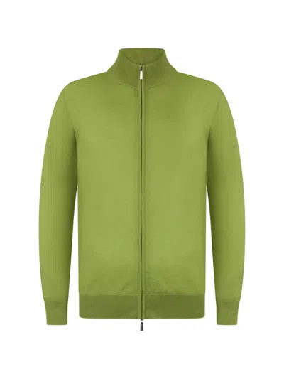 Moorer Casoni-mll Zip-up High-neck Cardigan In Green
