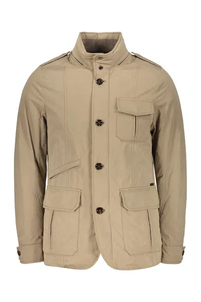 Moorer Casual Beige Jacket With Elegant Button Closure In Brown