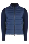 Moorer Knitted-sleeve Bomber Jacket In Blue