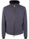 Moorer High Collar Long Sleeve Jacket In Blue