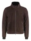 Moorer Celotti Leather Jacket In Brown