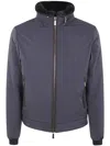 Moorer High Collar Long Sleeve Jacket In Blue