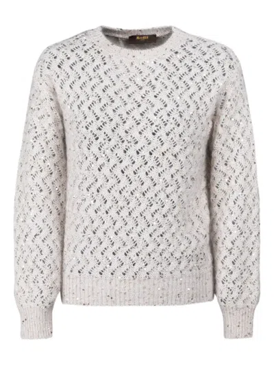 Moorer Cerami-zlx Sequin-embellished Sweater In White