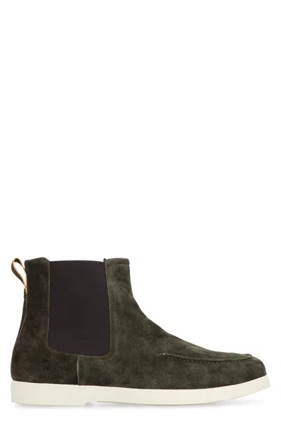 Moorer Cesar Suede Chelsea Boots In Green