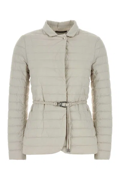 Moorer Chalk Nylon Blend Lanzada Down Jacket In White