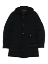 Moorer Tailored Blue Coat With Quilted Design In Black