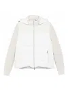 Moorer Quilted Hooded Jacket Side Pockets In White