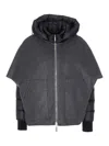 Moorer Hooded Down Jacket Featuring Quilted Sleeves In Gray