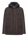 Moorer Isac Hooded Wool Field Jacket In Brown