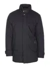 Moorer High Neck Padded Jacket With Cuff Straps In Blue