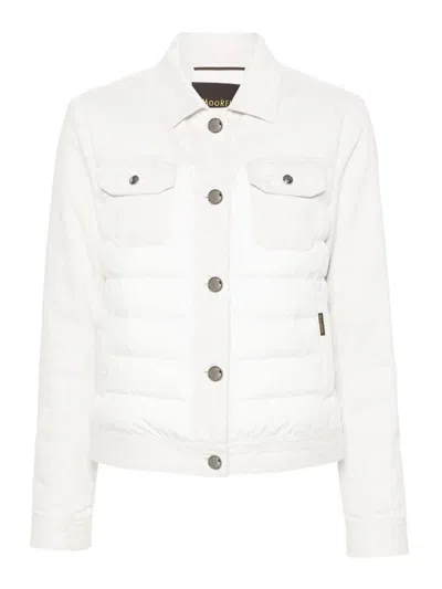 Moorer Petunia Quilted-panel Denim Jacket In Beige