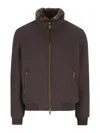 Moorer Pocket Zip-up Jacket In Marrón