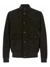 Moorer Brown Solid Mandarin Collar Jacket In Brown