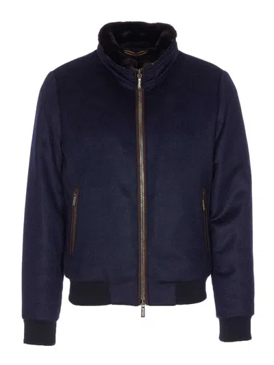 Moorer Blue Bellati Jacket Frontal Zip Closure
