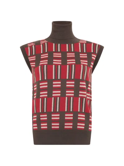 Moorer Checkered Sleeveless Jumper In Multi