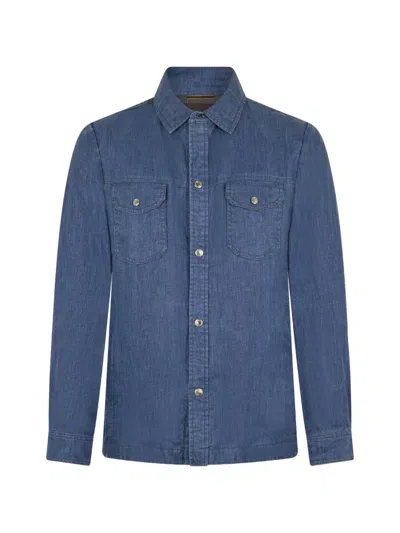 Moorer Chest Flap-pocket Shirt In Blue