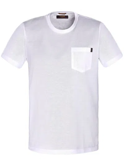 Moorer Chest-pocket Cotton T-shirt In 白色