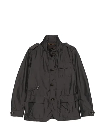 Moorer Chest-pocket Military Jacket In Brown