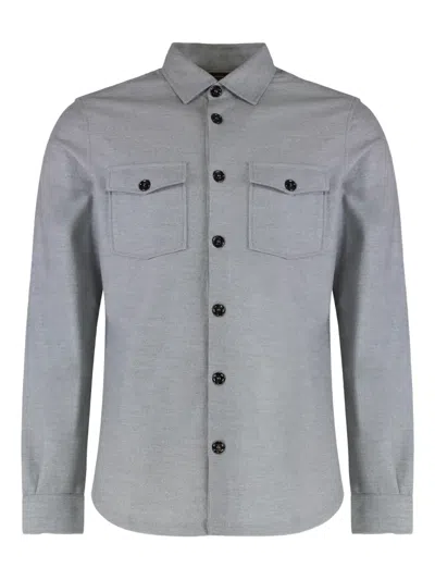 Moorer Chest-pocket Shirt In Gray