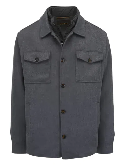 Moorer Chest-pocket Shirt Jacket In Gray