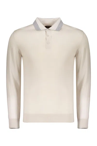 Moorer Chic Light Sweater With Polo Collar In Neutral