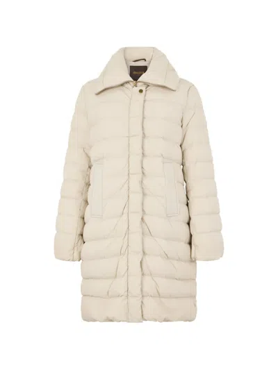 Moorer Cintia Quilted Single-breasted Coat In Neutral