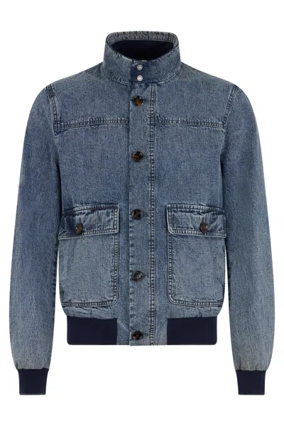 Moorer Classic And Versatile Blue Denim Jacket