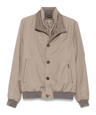 Moorer Classic High-collar Jacket In Brown